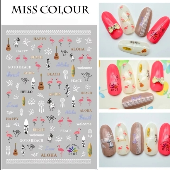 Miss Colour Other - 💅 Summer Beach Peel & Stick Nail Art Stickers Mani Pedi Aloha